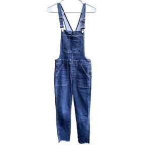 Madewell Medium Wash Blue Denim Overalls Side Zip Size Medium